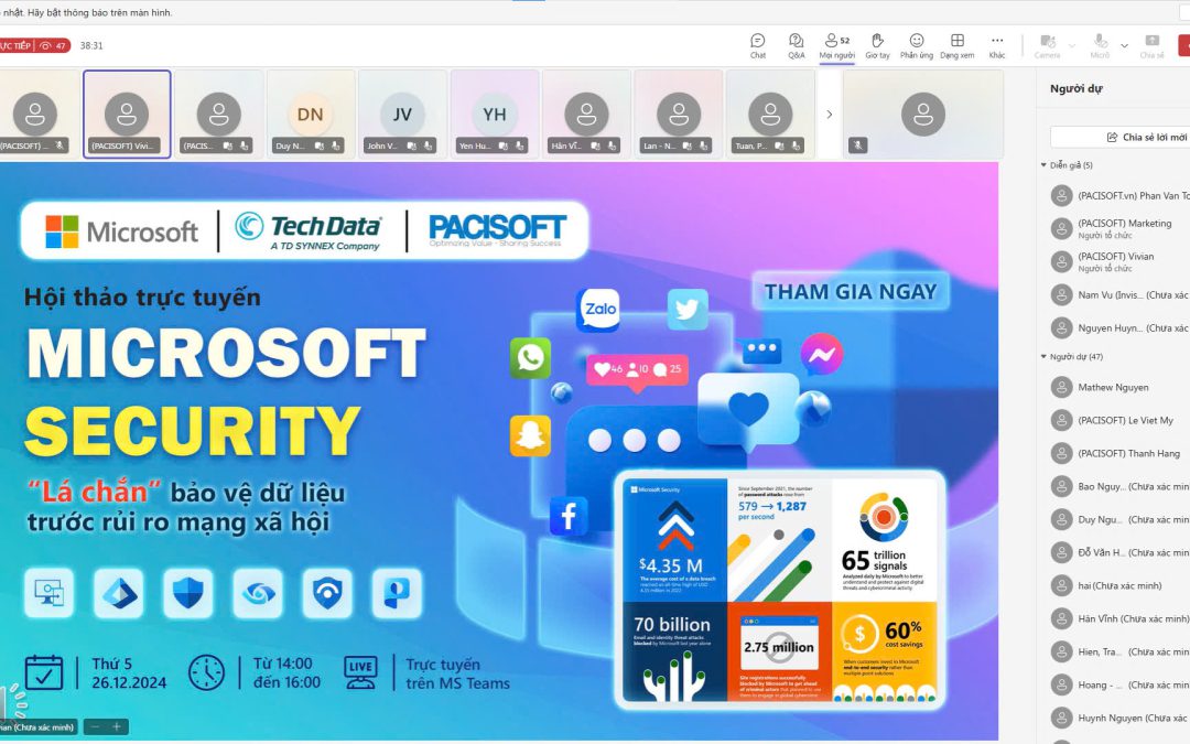 [PACISOFT x MICROSOFT] Recap Webinar “Microsoft Security: Lá Chắn Bảo Vệ Dữ Liệu Trước Rủi Ro Mạng Xã Hội”